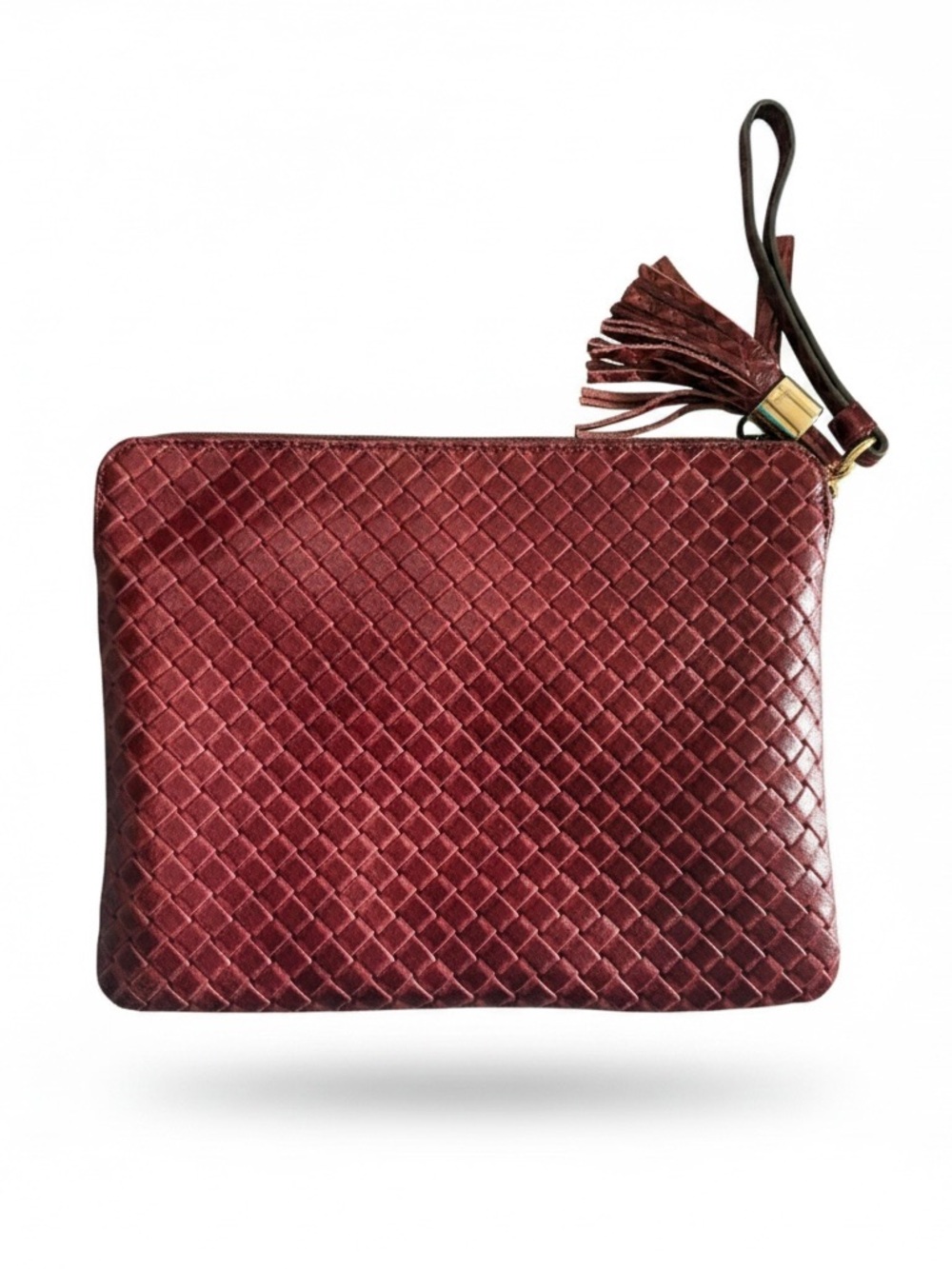 G.I.L.I. Woven Leather Wristlet Clutch - Wine Red